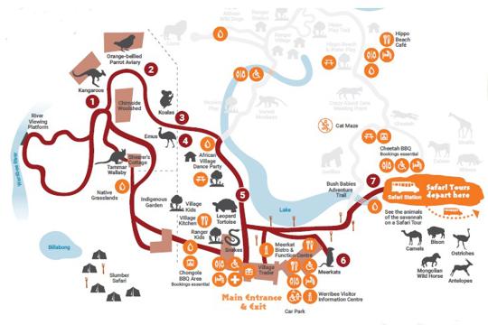 Map of Werribee Open Range Zoo