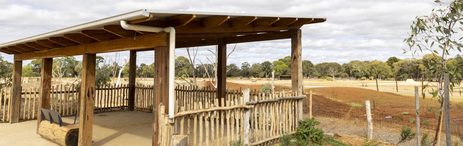 A shelter at the new Trail of the Elephants.