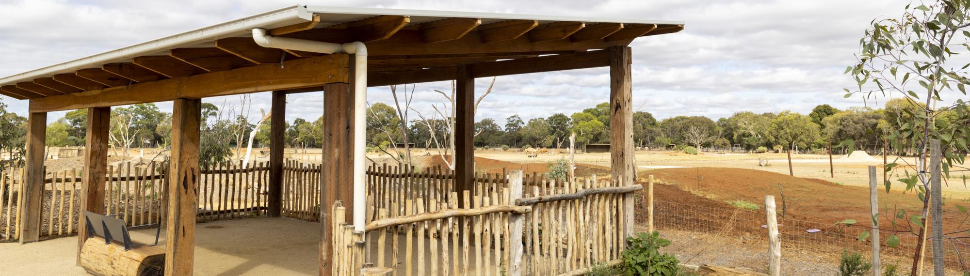 A shelter at the new Trail of the Elephants.