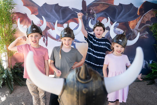 Kids exploring the How to Train a Dragon activities and trail at Melbourne Zoo