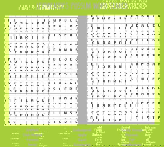 image of Leadbeater's possum word search