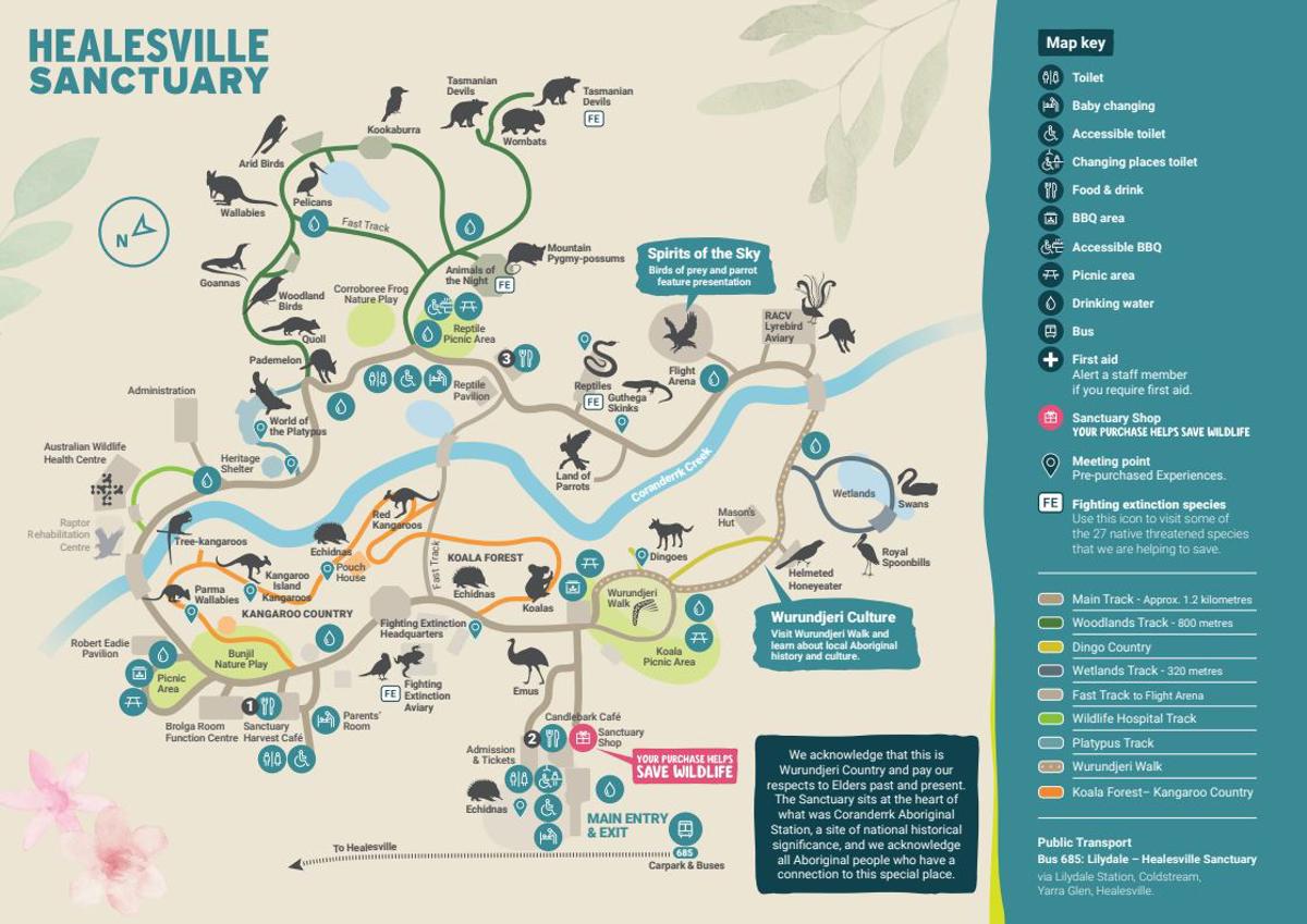 A map of Healesville Sanctuary.