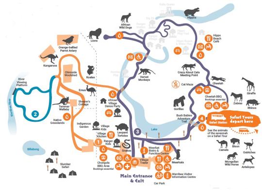 Map of Werribee Open Range Zoo
