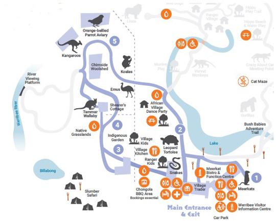 Map of Werribee Open Range Zoo