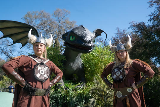 Kids exploring the How to Train a Dragon activities and trail at Melbourne Zoo